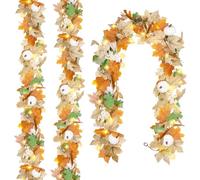 CQURE 3 Pack Fall Leaf Garland with Lights,18Ft 60LED Battery Operated Maple Leaves String Lights, Fall Decorations Autumn Garland for Thanksgiving Halloween Harvest Home Party