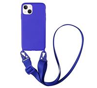 CQUUKOI Compatible with iPhone 13,Crossbody Phone Case with Lanyard Cute Soft Silicone Case with Adjustable Shoulder Strap Shockproof Protector Compatible with Women Girls Diamond Blue