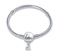 CQWVB Charm Bracelet for Pandora Charms 925 Sterling Silver Snake Chain Bracelet with 5A Cubic Zirconia Bracelet Fit Any Charm Gift for Women