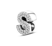 CQWVB Charms Beads Letter 925 Sterling Silver for Pandora Bracelet, Alphabet Dangle Pendant Charms for Necklace and Bracelet Jewelry Gifts for Women