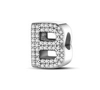 CQWVB Charms Beads Letter 925 Sterling Silver for Pandora Bracelet, Alphabet Dangle Pendant Charms for Necklace and Bracelet Jewelry Gifts for Women