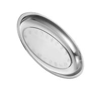 CQXAPJT Stainless Steel Dinner Plate, Metal Oval Serving Tray Set | Long Silver Plate Tray, Oval Platter, for Restaurant Catering Buffet BBQ Meat Fish(15.4 x 9.8 x 0.8 in)