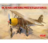 Cr.42 Falco with Italian Pilots in Tropical Uniform 1:32 Plastic Model Kit ICM