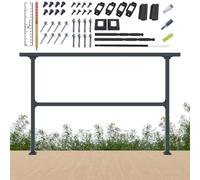 CR Fence 183x102cm Horizontal Metal Deck Railing, Black Handrail for Flat Surfaces, Simple Deck & Patio With Straight Design