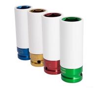 CR-MO Steel for impact Socket Set 4Pcs for Wheels CR-MO Steel(4pcs) | Quick size ID via color codes, 17-22mm range, fits 1/2 drive wrenches, for ideal for tire rotation