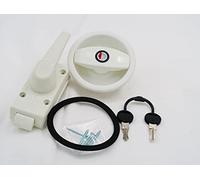 CR-MOESANCO® Entry Lock for Motorhome or Caravan White with Handle and Ambidextrous Swivel Key, Can be Mounted Both Right and Left