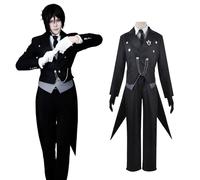 CR ROLECOS Anime Black Sebastian Michaelis Cosplay Outfit, Black Uniform, Cosplay Costume, Christmas, Halloween, Carnival, Party Costume, S
