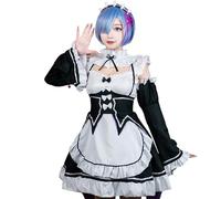 CR ROLECOS Anime Rem Ram Cosplay Costume Outfit Re Life In A Different World From Zero Maid Dresses Uniform Halloween Party Dress M