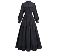 CR ROLECOS Black Victorian Dress for Women - Vintage Medieval Long Sleeve Edwardian Gothic Renaissance Costume XXL