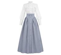 CR ROLECOS Edwardian Victorian Dress for Women 1800s Renaissance Ball Gown Costume with Pockets S