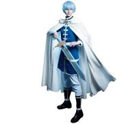 CR ROLECOS Frieren at the Funeral Himmel Cosplay Costume Blue Uniform Cloak Full Set Halloween Party Carnival Dress Up M