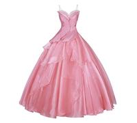 CR ROLECOS Glinda Witch Costume Fancy Halloween Dress Up Wicked Witch Halloween Outfit Pink Wedding Bridesmaid Princess Dress L