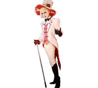 CR ROLECOS Lucifer Morningstar Cosplay Hazbin Hotel Costume Vempire White Uniform Set Halloween Carnival Suit XL