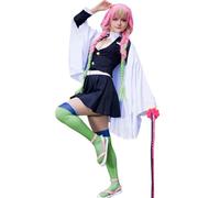 CR ROLECOS Mitsuri Kanroji Cosplay Outfit Demon Slayer Mitsuri Cosplay Costume Womens Anime Robe Kimono Uniform Suit S