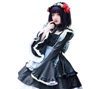CR ROLECOS My Dress-Up Darling Cosplay Kitagawa Marin Kuroe Shizuku Costume Maid Dress Halloween Party Dress with Wig XXL