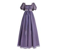 CR ROLECOS Regency Dress for Women Empire Waist Regency Era Costume Victorian Tea Party Gown Purple XXL