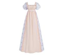 CR ROLECOS Regency Dress for Women Regency Empire Waist Costume Victorian Dresses Gown with Luxurious Satin Pink L