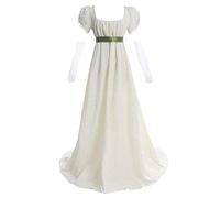 CR ROLECOS Regency Dress Jane Austen Vintage Dress Womens Long Sleeve Tea Gown, Champagne, XL