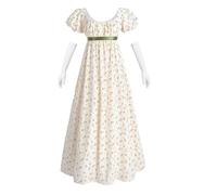CR ROLECOS Regency Dresses for Women Empire Waist Floral Regency Era Dress Long Tea Party Dress Renaissance Costume XL