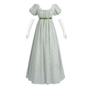 CR ROLECOS Regency Dresses for Women Long Floral Regency Era Dress Empire Waist Tea Party Dress Green L