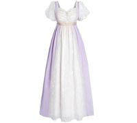 CR ROLECOS Regency Dresses for Women Renaissance Empire Waist Dress Victorian Ball Gown Purple Medieval Long Dress XXL