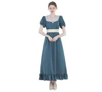 CR ROLECOS Regency Dresses Women Short Regency Era Gown Empire Waist Victorian Tea Party Costume Blue XL