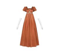 CR ROLECOS Regency Women's Jane Austen Victorian Empire Dress High Waist Vintage with Scarf Renaissance Costume for Parties Gala, brown, XXL