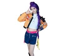 CR ROLECOS Rumi Costume for Adult Women Pop Singers Outfit Include Jacket T-shirt and Shorts Halloween Suit M