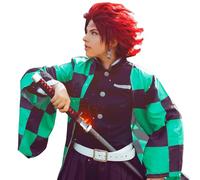 CR ROLECOS Tanjiro Cosplay Outfit Tanjiro Kamado Cosplay Costume Anime Robe Kimono Outfit Halloween Costume XXL Green