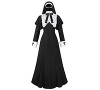 CR ROLECOS The Nun Costume Womens Nun Cosplay Valak Outfit Scary Halloween Costume