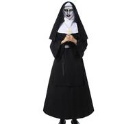 CR ROLECOS The Nun Costume Womens Nun Cosplay Valak Outfit Scary Halloween Costume Black S