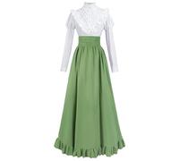 CR ROLECOS Victorian Dress Edwardian Renaissance Costume Women Medieval Vintage, Light Green, Small