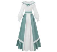 CR ROLECOS Victorian Dress for Women 1800s 2-Piece Renaissance Costume Edwardian Dress with Pockets L