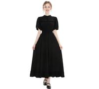 CR ROLECOS Victorian Dress Women Short Sleeve Goth Edwardian Dress Black XL