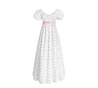 CR ROLECOS Victorian Dress Women's Regency Dress for Women Bridgerton Puffy Ball Gown with Gloves, White-1023, L