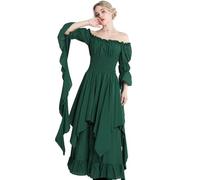 CR ROLECOS Victorian Renaissance Costume Women Gothic Witch Medieval Wedding Dress - Green Plus Size XXL/3XL