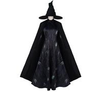 CR ROLECOS Witch Costume for Women Elphaba Wicked Witch Halloween Costume Adult Women's Black Dress with Hat Cape XL