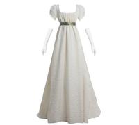 CR ROLECOS Women Regency Dress Empire Waist Regency Era Dress Jane Austen Tea Party Ball Gown XL Beige