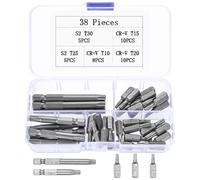 CR-V 1/4" Hex Drive Torx Bit Set - 38 Pcs T10 T15 T20 T25 T30, Precision Security Bits