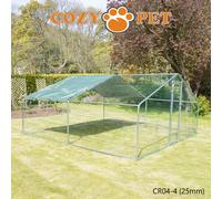 CR04-4 Cozy Pet Chicken Run 4m x 4m - 25mm Galvanised Steel Frame, PVC Hex Mesh, Free Roof Cover, Extra Cable Ties