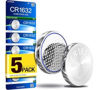 CR1632 DL1632 ECR1632 BR1632 3V Lithium Coin Cell Batteries (5 Pack) - Long Lasting Button Battery for Car Key Fobs, Watches & Small Electronics