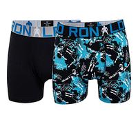 CR7 2-Pack Boy's Cotton Trunk, Black/Blue Multi, 13/15y
