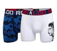 CR7 Boy's 2-Pack Euro 2021 Cotton Trunk, Navy Multi/White, 10-12 (Pack of 3)