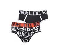 Cr7 2-Pack Logo Print & Contrast Trim Boys Briefs, Black - Age 13-15