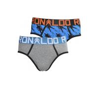 Cr7 2-Pack Silhouettes & Contrast Trim Boys Briefs, Grey/Blue - Age 10-12
