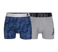 CR7 Boy's Cotton Fashion Trunks Grey and Blue Print Pack of 2