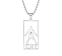 CR7 Football Star Pendant Necklace,Fashion Champions League Stainless Steel Label Necklace, Sports Trend Commemorative Necklaces, Unisex Version, Jewelry Gift for Fans