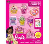 Cra-Z-Art Barbie Mini Slimy Fun Shop 8 Food themed containers with two surprise stickers Official Barbie Merchandise