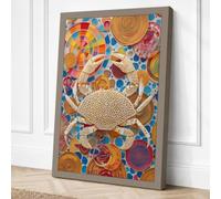 Crab Among Circles Eclectic Canvas Wall Art Print 30x20 Inch (76 x 51 cm)