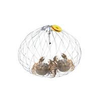Crab Cage with Opening and Closure - 20.47 Inch Diameter, Stainless Steel Frame, Oversized Bait Pins, Nylon Net Body, Foldable Crustacean Trap, Easy to Carry for Fishing Lobsters on the Shore